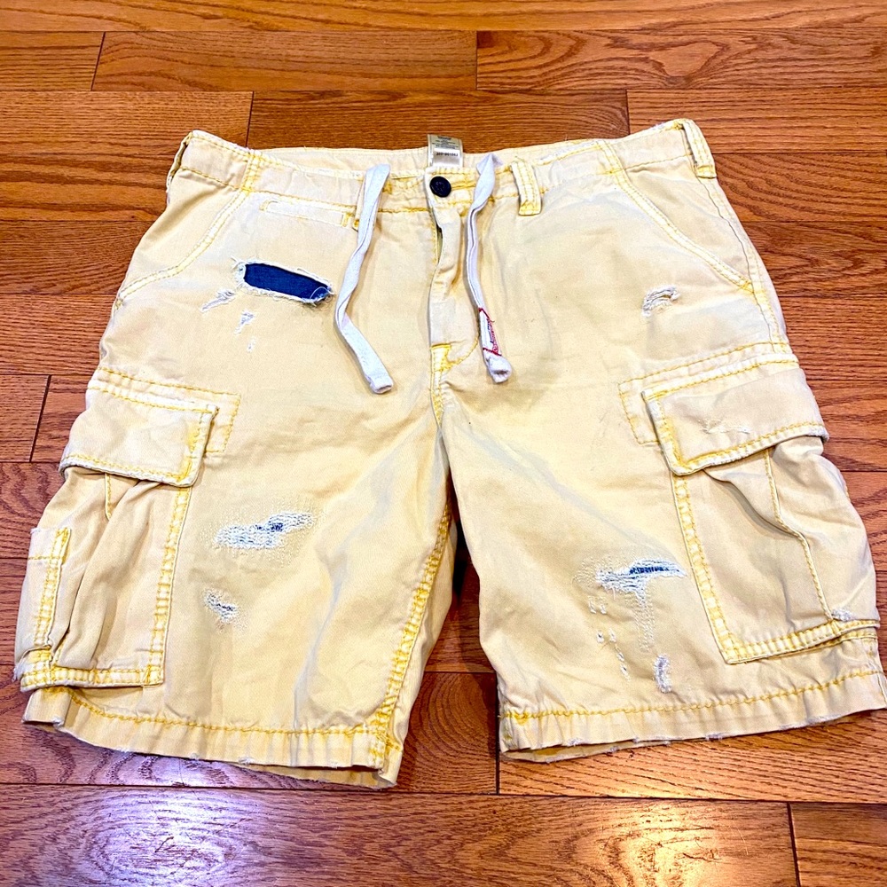 True Religion Distressed Cargo Shorts